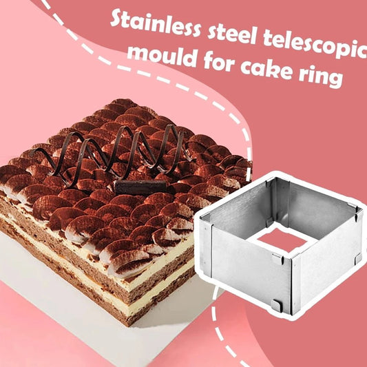Bakewareind Adjustable Cake Ring With Clip,Square - Bakewareindia