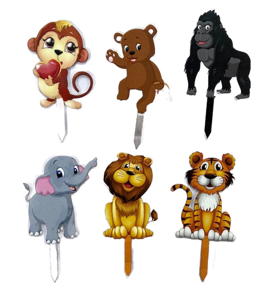 Bakewareind Animal Jungle Theme Cake Topper,6pc - Bakewareindia