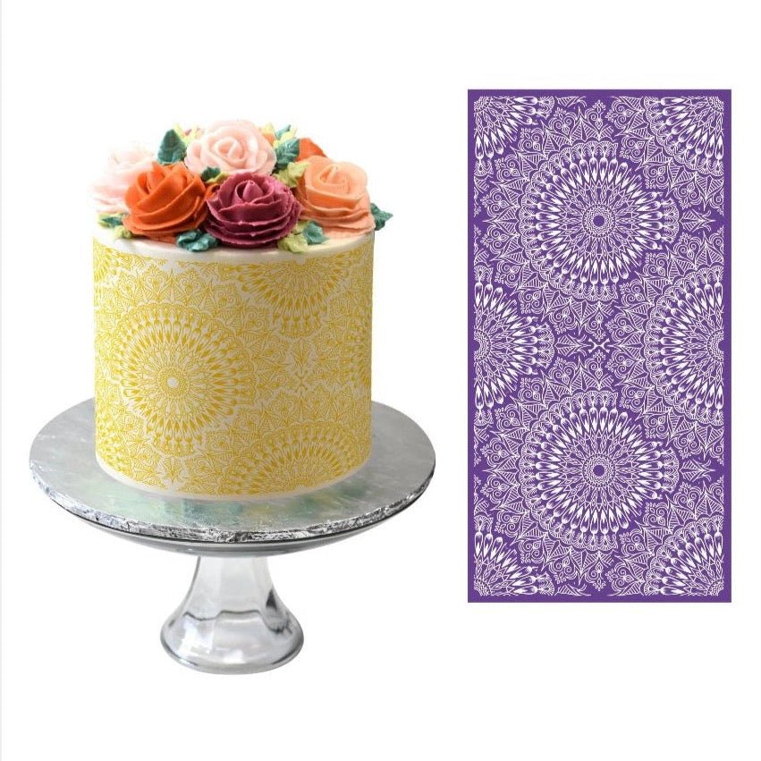Bakewareind Art Pattern Cake Decorating Reusable Fabric Mesh Stencil - Bakewareindia