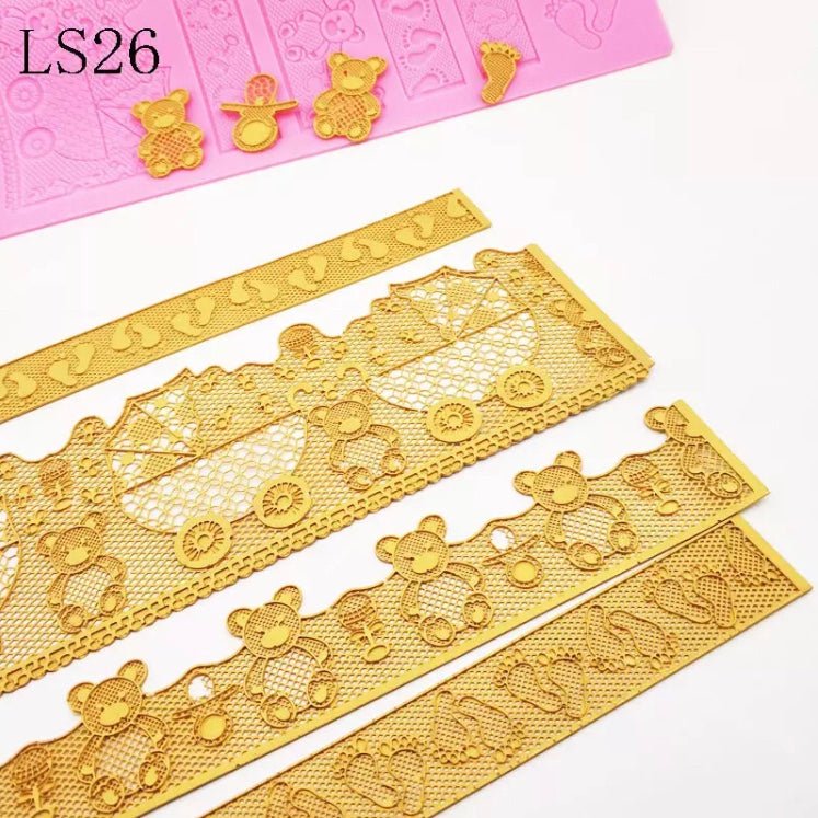 Bakewareind Baby Shower Theme Lace Silicone Mat Chocolate Cake Decorating - Bakewareindia