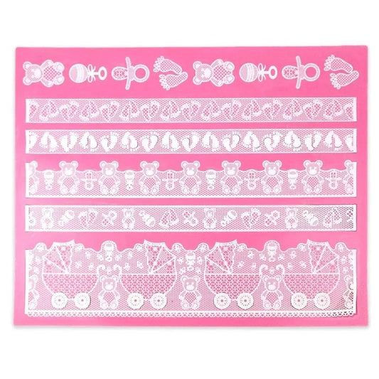 Bakewareind Baby Shower Theme Lace Silicone Mat Chocolate Cake Decorating - Bakewareindia