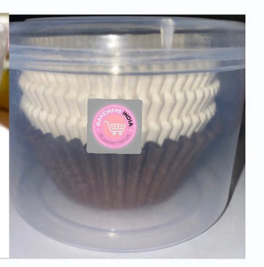 Bakewareind Basic Cupcake White Brown Liner-10cm, 200pcpack, - Bakewareindia