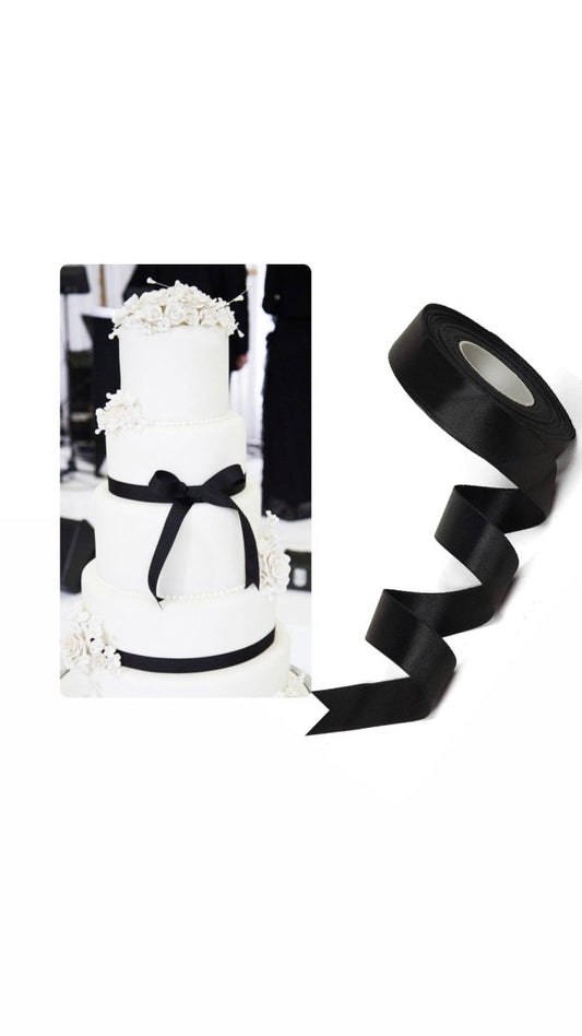 Bakewareind Black satin ribbon cake decorating ,25 yard - Bakewareindia