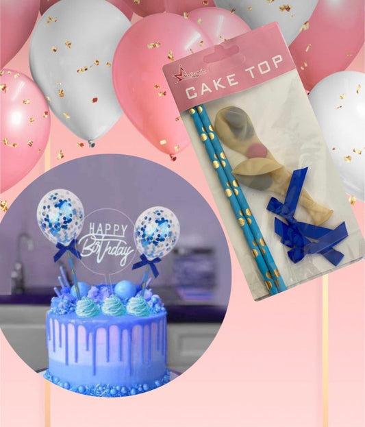 Bakewareind Blue Confetti Balloon Topper 2pc - Bakewareindia