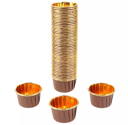 Bakewareind Brown Metallic Muffin cupcake bake liner,50pc - Bakewareindia