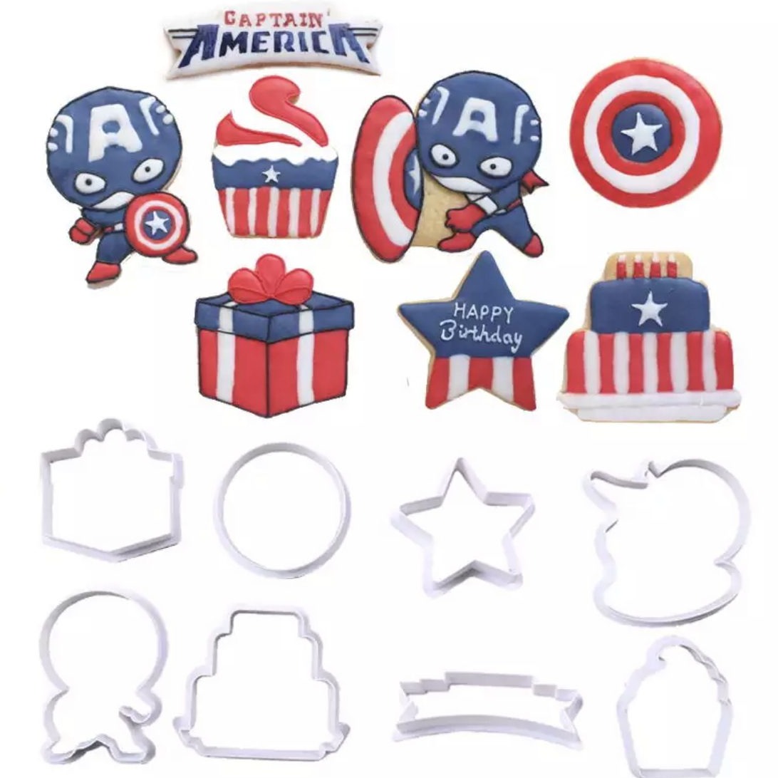 Bakewareind Captain America cookie cutter set of 8 – Bakeware India