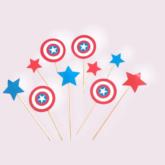 Bakewareind Captain America Theme Cake Topper 10pcs Set - Bakewareindia