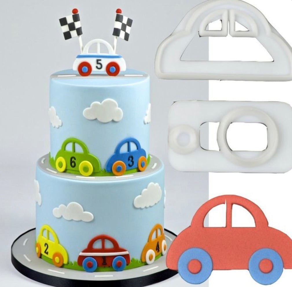 Bakewareind Car Cookie Fondant Cake Cutter ,2pc set - Bakewareindia