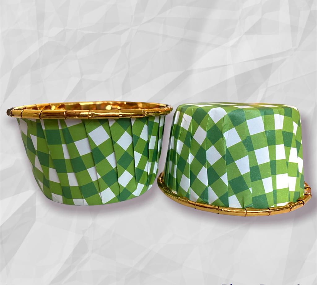 Bakewareind Check Print Metallic Muffin cupcake bake liner,50pc - Bakewareindia