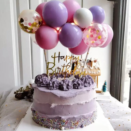 Bakewareind Confetti Balloon Topper 15pc set , Violet - Bakewareindia