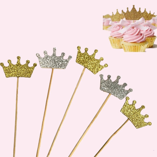 Bakewareind Crown Cupcake/ Cake Toppers,10pcs - Bakewareindia