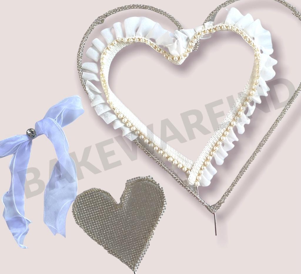 Bakewareind Double Heart Fancy Cake Decorating Topper Set - Bakewareindia