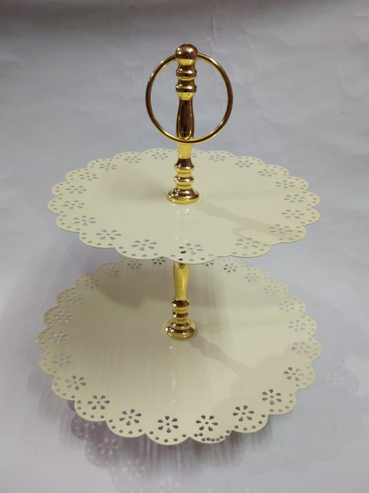 Bakewareind Double Tier White Desset Cake Stand - Bakewareindia