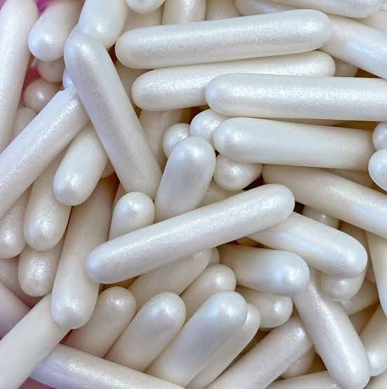 Bakewareind Edible White Dragees Rods Sprinkles ,100g - Bakewareindia