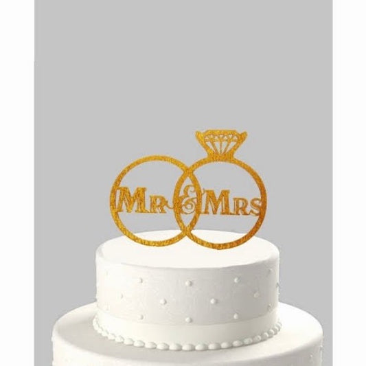 Bakewareind Engagement Mr &Mrs Cake topper ,Golden - Bakewareindia