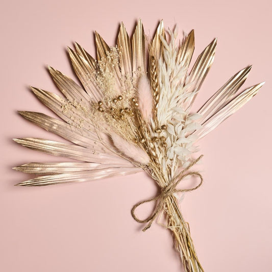 Bakewareind Exotic Gold Sun Palm Leaf Dried Flower Bouquet - Bakewareindia