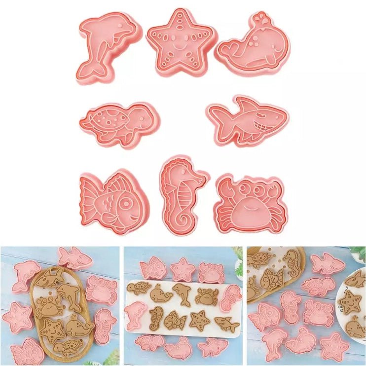 Bakewareind Fish Starfish Crab Dolphin Shark Cookie Cake Cutter 8pcs - Bakewareindia