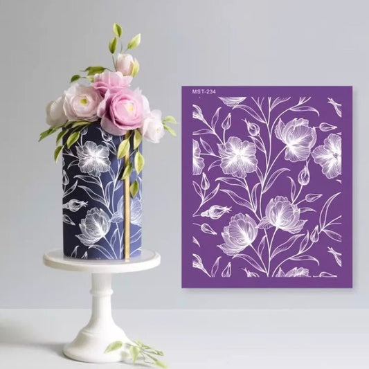 Bakewareind Flower Design Mesh Cake Decorating Stencil - Bakewareindia