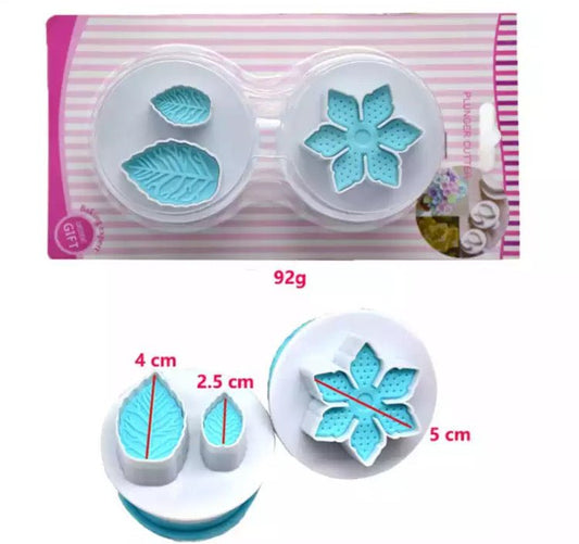 Bakewareind Flower Leaf 2 in 1 Plunger Cake Fondant Cutter - Bakewareindia