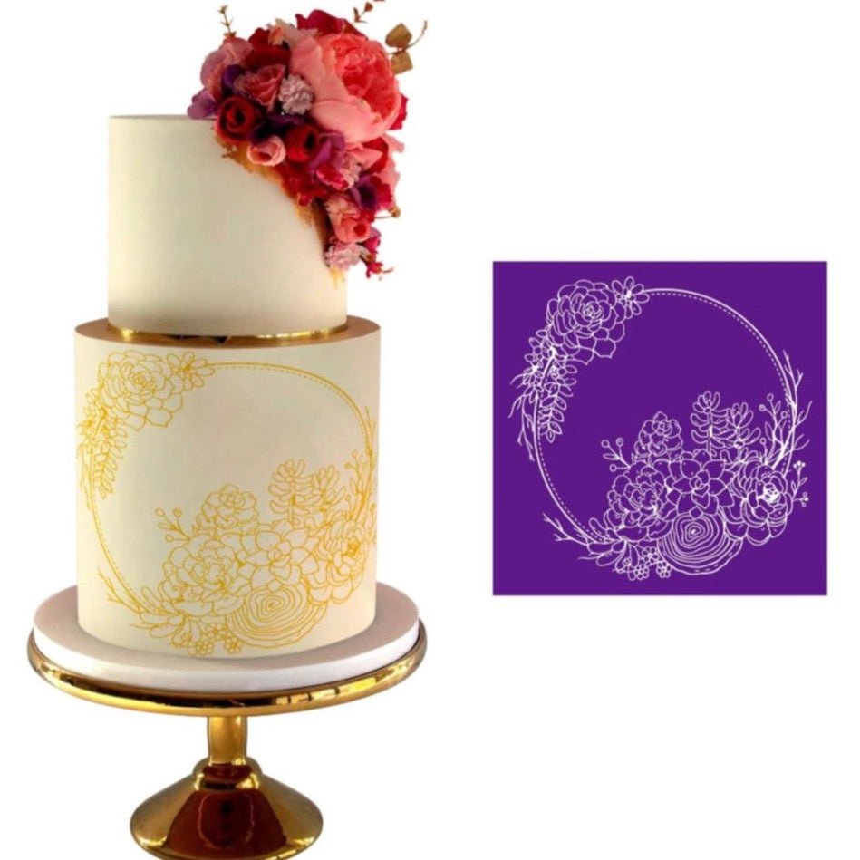 Bakewareind Frame Wreath Flower Reusable Fabric Mesh Cake Decorating Stencil - Bakewareindia