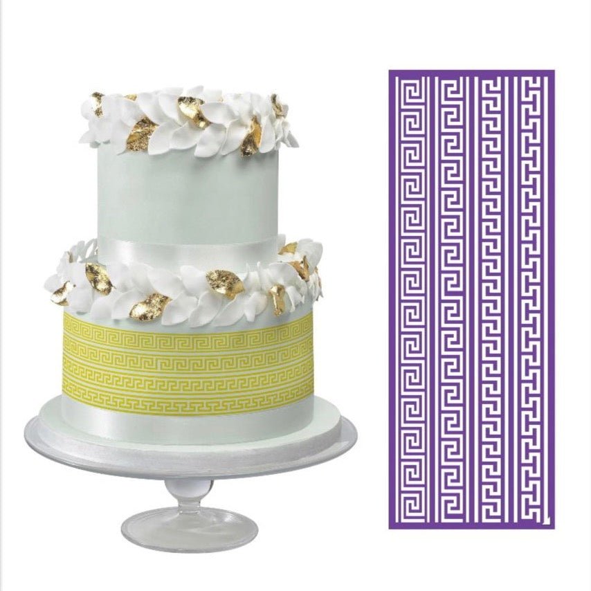 Bakewareind Geometric Border Cake Decorating Reusable Fabric Mesh Stencil - Bakewareindia