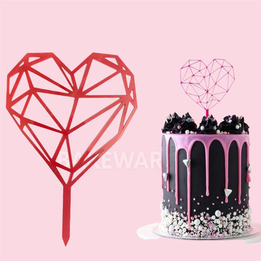 Bakewareind Geometric Heart Cake Topper - Bakewareindia