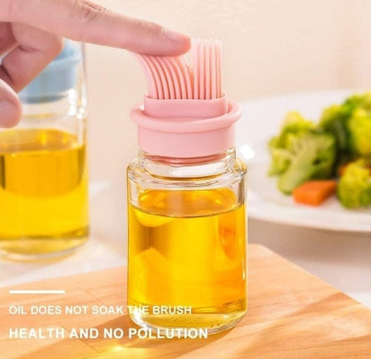 Bakewareind Glass Oil Seasoning Bottle Dispenser with Silicone Rubber Bristle Brush - 150 ml - Bakewareindia