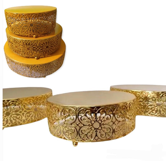 Bakewareind Golden Baroque Stand ,3pcs - Bakewareindia
