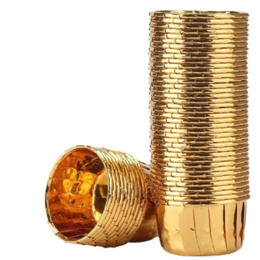 Bakewareind Golden Metallic Muffin cupcakes liner,50pc - Bakewareindia
