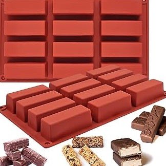 Bakewareind Granola Bar Rectangle Silicone Candy Molds Chocolate Bar Mould, 8 Cavity - Bakewareindia
