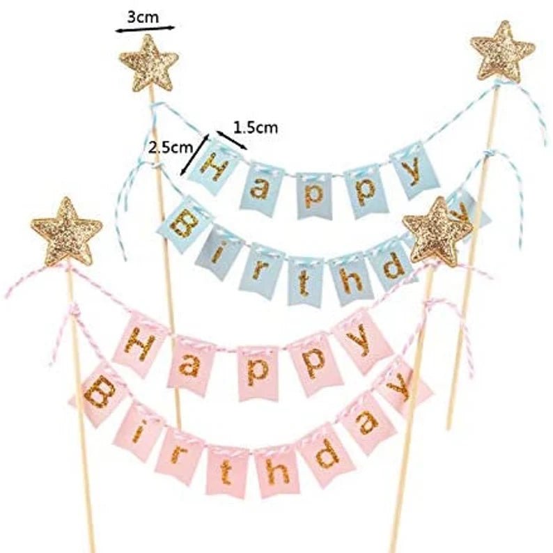 Bakewareind Happy Birthday Banner Decorating Cake Topper - Bakewareindia