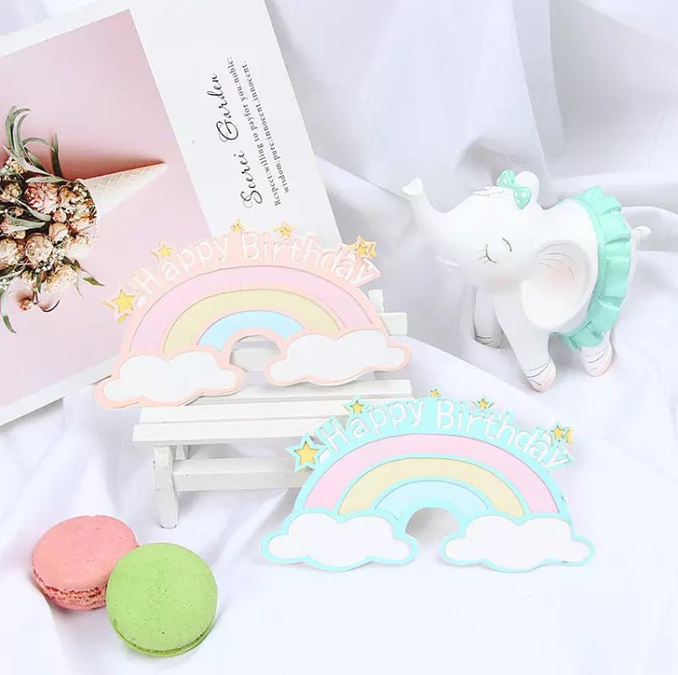 Bakewareind Happy Birthday Rainbow Frill Cake Topper 5pcs Set - Bakewareindia