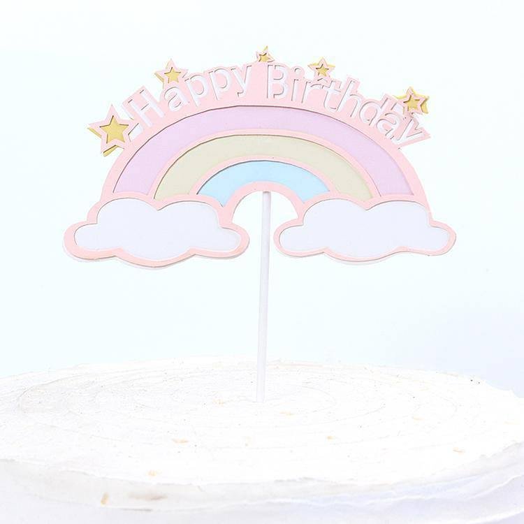 Bakewareind Happy Birthday Rainbow Frill Cake Topper 5pcs Set - Bakewareindia