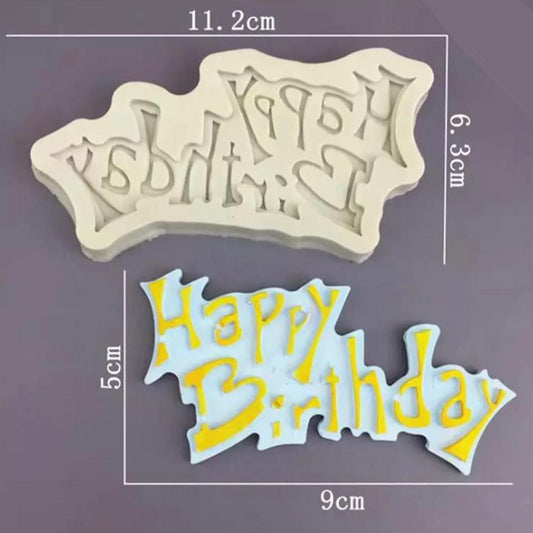 Bakewareind Happy Birthday Silicone Cake Fondant Mould - Bakewareindia