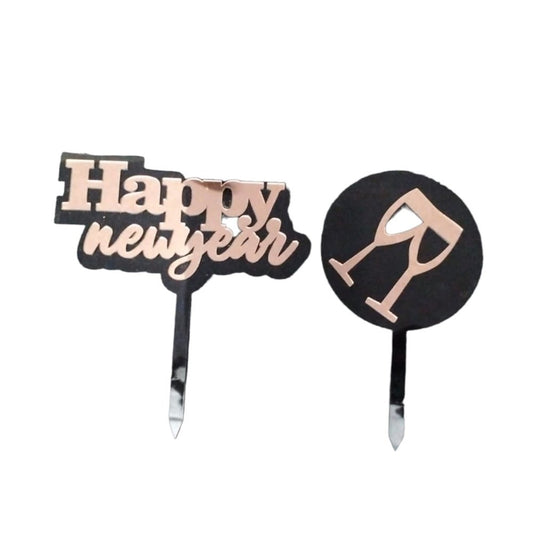 Bakewareind Happy New Year Cake Topper Set 2pcs - Bakewareindia