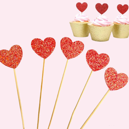 Bakewareind Heart Cupcake Cake Toppers,10pcs - Bakewareindia