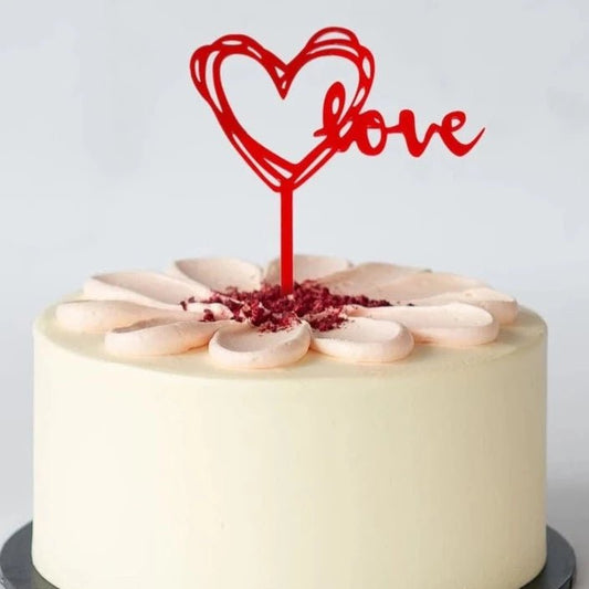 Bakewareind Heart Shape Love Cake Topper Decoration - Bakeware India