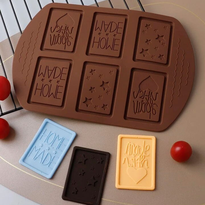 Bakewareind Homemade Heart Star Chocolate Bar Mold Silicone Chocolate Tablet Mould , 6 cavity - Bakewareindia