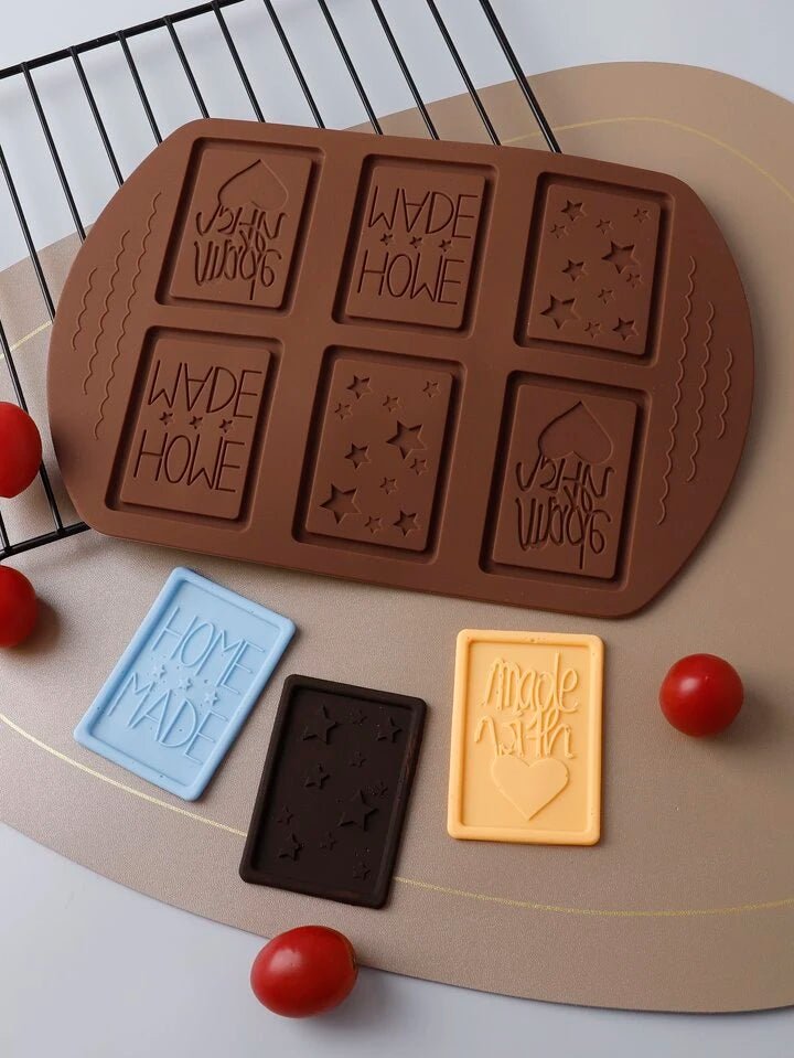 Bakewareind Homemade Heart Star Chocolate Bar Mold Silicone Chocolate Tablet Mould , 6 cavity - Bakewareindia