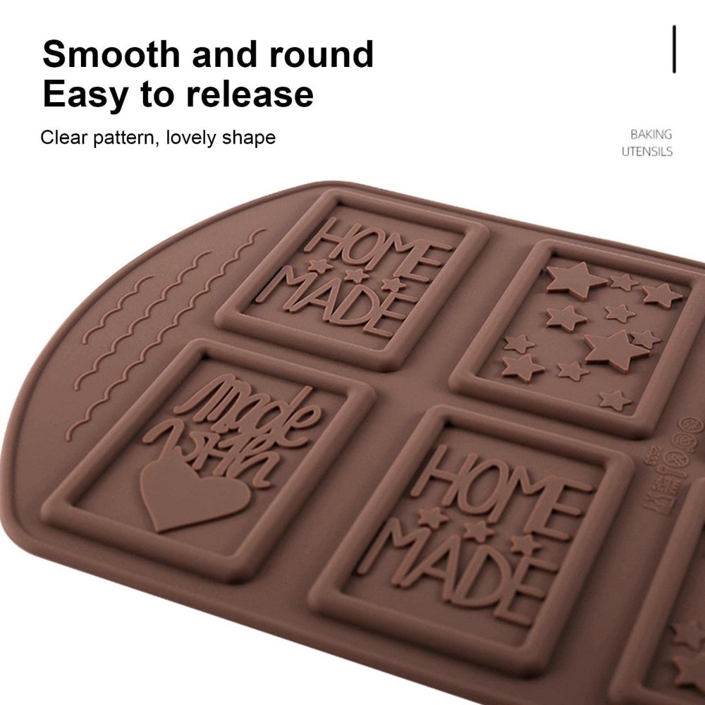 Bakewareind Homemade Heart Star Chocolate Bar Mold Silicone Chocolate Tablet Mould , 6 cavity - Bakewareindia