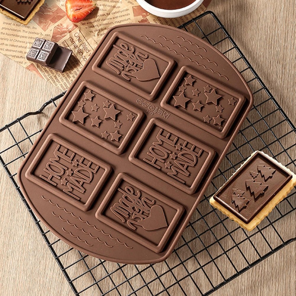 Bakewareind Homemade Heart Star Chocolate Bar Mold Silicone Chocolate Tablet Mould , 6 cavity - Bakewareindia