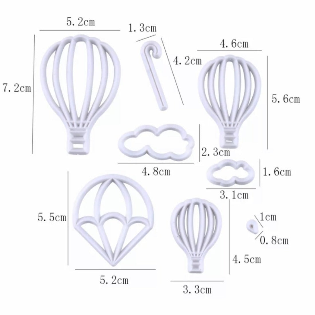 Bakewareind Hot Air balloon - Parachute Silhouette Cookie Fondant Cutter Set - Bakewareindia