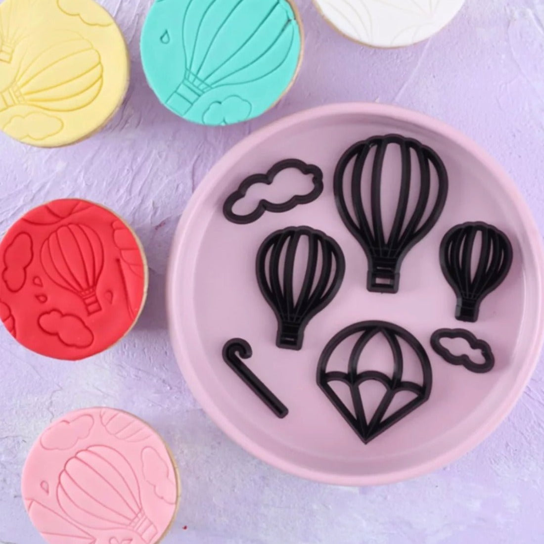 Bakewareind Hot Air balloon - Parachute Silhouette Cookie Fondant Cutter Set - Bakewareindia