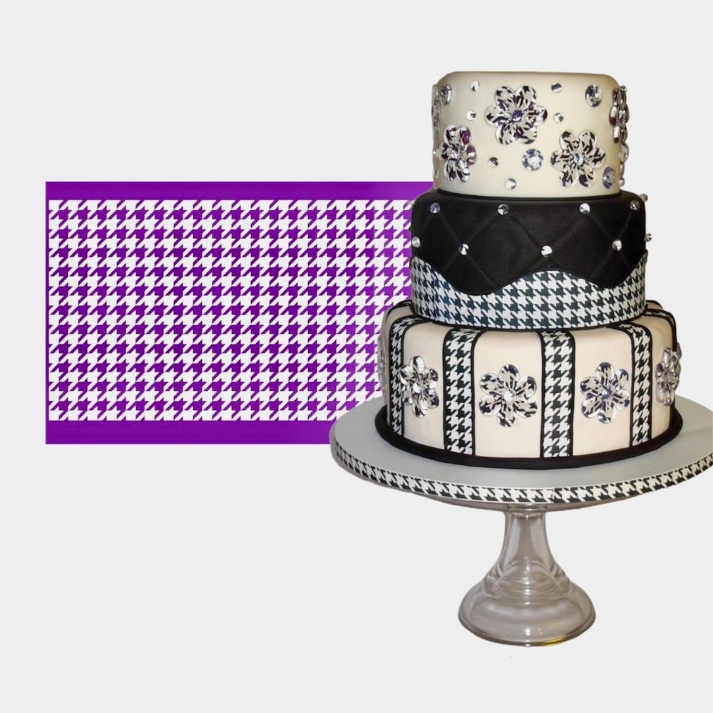 Hounds tooth Pattern Mesh Cake Decorating Stencil