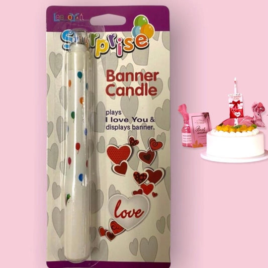 Bakewareind I Love You Surprise Banner POP Candle - Bakewareindia