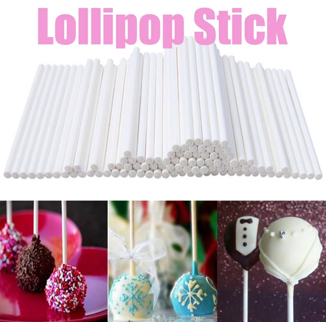 Bakewareind Lollipop sticks 100pcs set - Bakewareindia