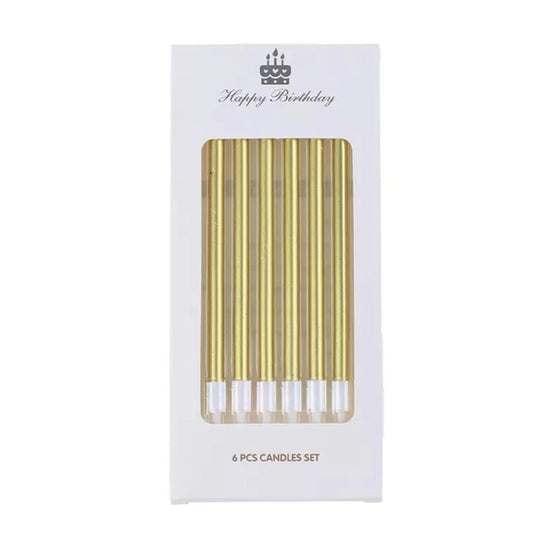 Bakewareind Metallic Golden plated Cake Candles 6pc - Bakewareindia