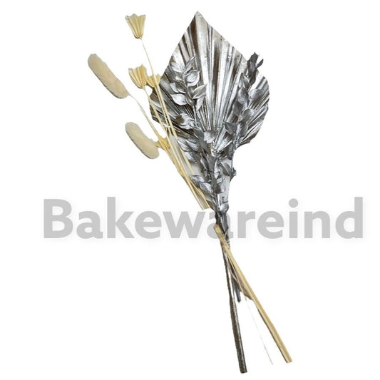 Bakewareind Metallic Silver Palm Leaf Bouquet - Bakewareindia