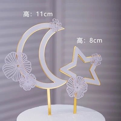Bakewareind Moon Star Cake Topper, 2 Pc - Bakewareindia