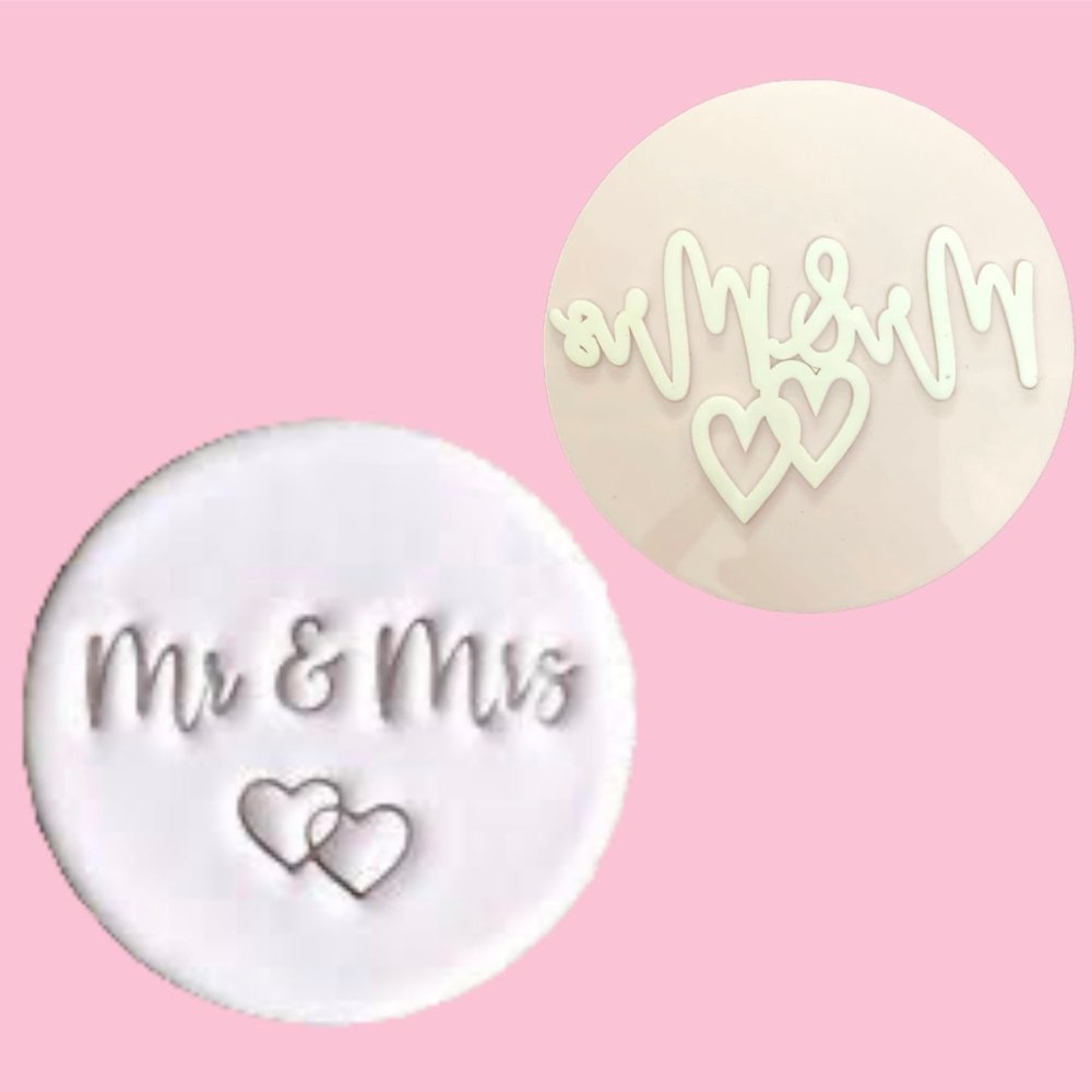 Bakewareind Mr & Mrs Wedding Cake Stamp Embosser - Bakewareindia